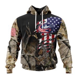 Personalized NHL Columbus Blue Jackets Special Camo Realtree Hunting Unisex Pullover Hoodie