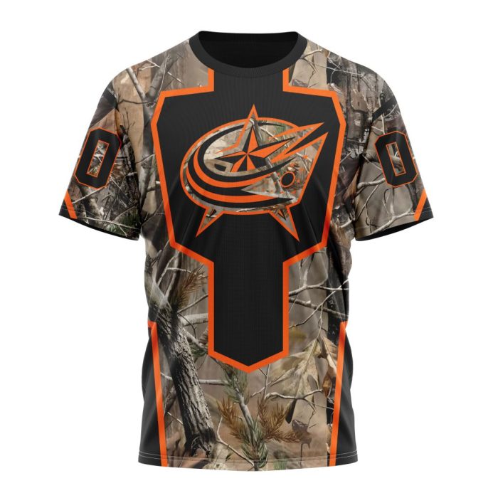 Personalized NHL Columbus Blue Jackets Special Camo Realtree Hunting Unisex Tshirt TS5056