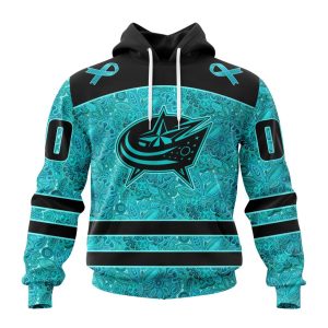 Personalized NHL Columbus Blue Jackets Special Design Fight Ovarian Cancer Unisex Pullover Hoodie
