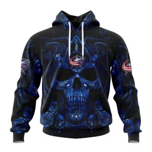 Personalized NHL Columbus Blue Jackets Special Design With Skull Art Unisex Pullover Hoodie