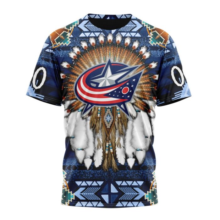 Personalized NHL Columbus Blue Jackets Special Native Costume Design Unisex Tshirt TS5064