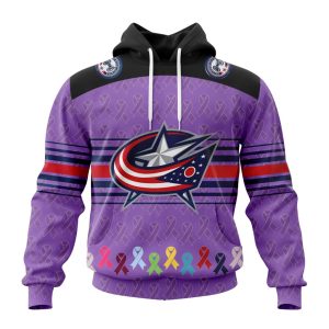 Personalized NHL Columbus Blue Jackets Specialized Design Fights Cancer Unisex Pullover Hoodie