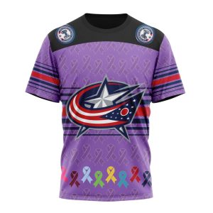 Personalized NHL Columbus Blue Jackets Specialized Design Fights Cancer Unisex Tshirt TS5074