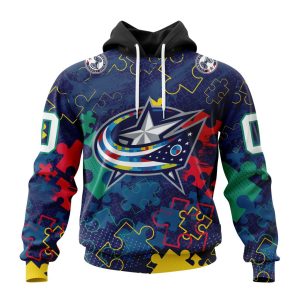 Personalized NHL Columbus Blue Jackets Specialized Fearless Against Autism Unisex Pullover Hoodie