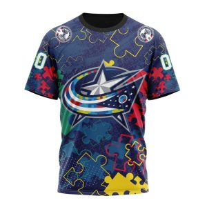 Personalized NHL Columbus Blue Jackets Specialized Fearless Against Autism Unisex Tshirt TS5079