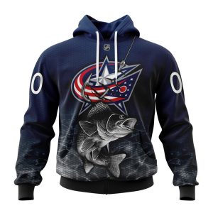 Personalized NHL Columbus Blue Jackets Specialized Fishing Style Unisex Pullover Hoodie