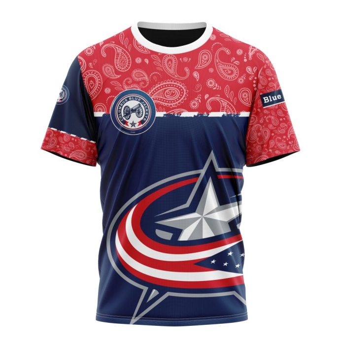 Personalized NHL Columbus Blue Jackets Specialized Hockey With Paisley Unisex Tshirt TS5082