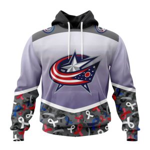 Personalized NHL Columbus Blue Jackets Specialized Sport Fights Again All Cancer Unisex Pullover Hoodie