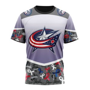 Personalized NHL Columbus Blue Jackets Specialized Sport Fights Again All Cancer Unisex Tshirt TS5087