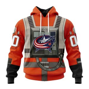 Personalized NHL Columbus Blue Jackets Star Wars Rebel Pilot Design Unisex Pullover Hoodie