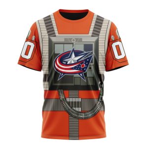 Personalized NHL Columbus Blue Jackets Star Wars Rebel Pilot Design Unisex Tshirt TS5090