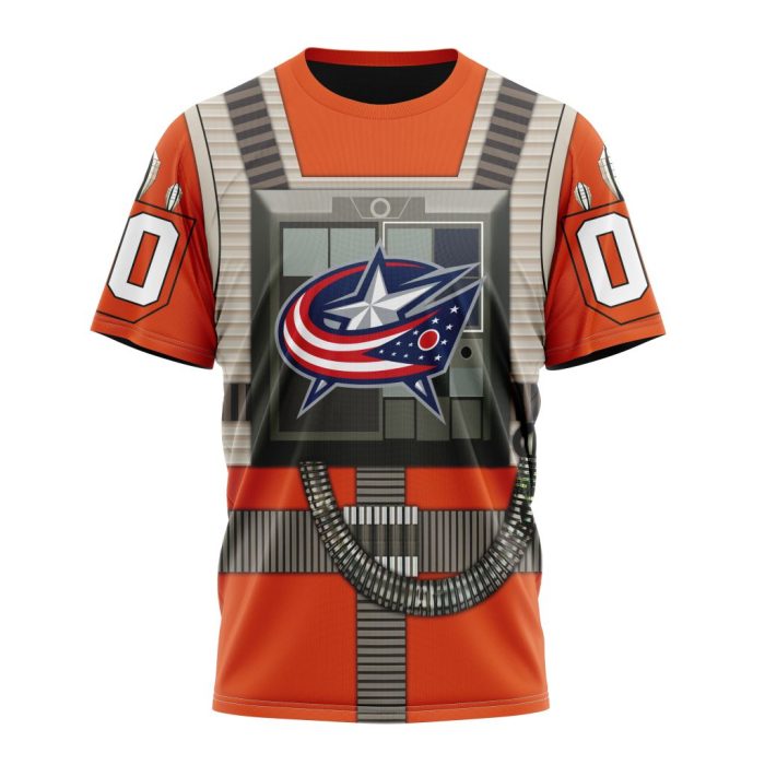 Personalized NHL Columbus Blue Jackets Star Wars Rebel Pilot Design Unisex Tshirt TS5090