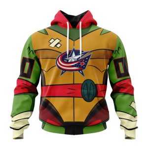 Personalized NHL Columbus Blue Jackets Teenage Mutant Ninja Turtles Design Unisex Pullover Hoodie