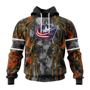 Personalized NHL Columbus Blue Jackets With Camo Concepts For Hungting In Forest Unisex Pullover Hoodie