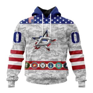 Personalized NHL Dallas Stars Armed Forces Appreciation Unisex Pullover Hoodie