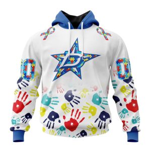 Personalized NHL Dallas Stars Autism Awareness Hands Design Unisex Pullover Hoodie