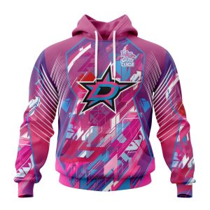 Personalized NHL Dallas Stars I Pink I Can! Fearless Again Breast Cancer Unisex Pullover Hoodie
