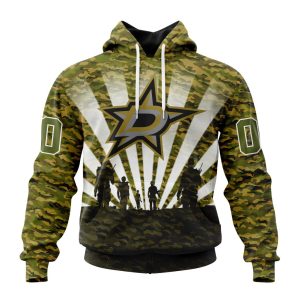 Personalized NHL Dallas Stars Military Camo Kits For Veterans Day And Rememberance Day Unisex Pullover Hoodie