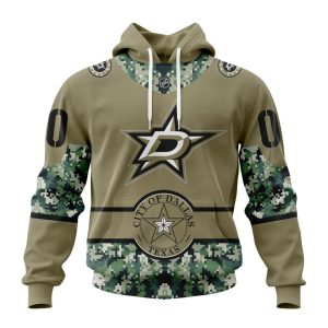 Personalized NHL Dallas Stars Military Camo With City Or State Flag Unisex Pullover Hoodie