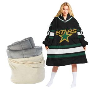 Personalized NHL Dallas Stars Retro Classic Oodie Blanket Hoodie Wearable Blanket