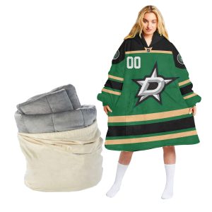 Personalized NHL Dallas Stars Retro Concepts Oodie Blanket Hoodie Wearable Blanket