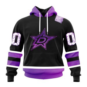 Personalized NHL Dallas Stars Special Black Hockey Fights Cancer Unisex Pullover Hoodie