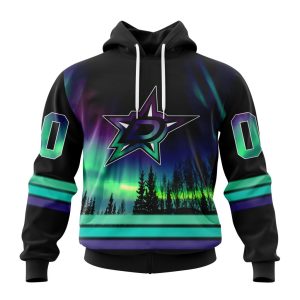 Personalized NHL Dallas Stars Special Design With Northern Lights Unisex Pullover Hoodie