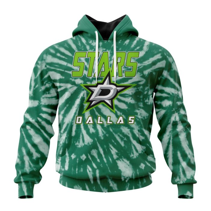 Personalized NHL Dallas Stars Special Retro Vintage Tie - Dye Unisex Pullover Hoodie