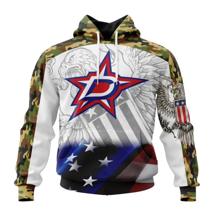 Personalized NHL Dallas Stars Specialized Design With Our America Eagle Flag Unisex Pullover Hoodie