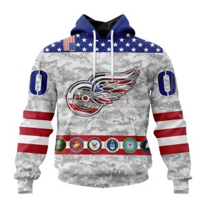 Personalized NHL Detroit Red Wings Armed Forces Appreciation Unisex Pullover Hoodie