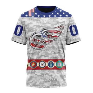 Personalized NHL Detroit Red Wings Armed Forces Appreciation Unisex Tshirt TS5158