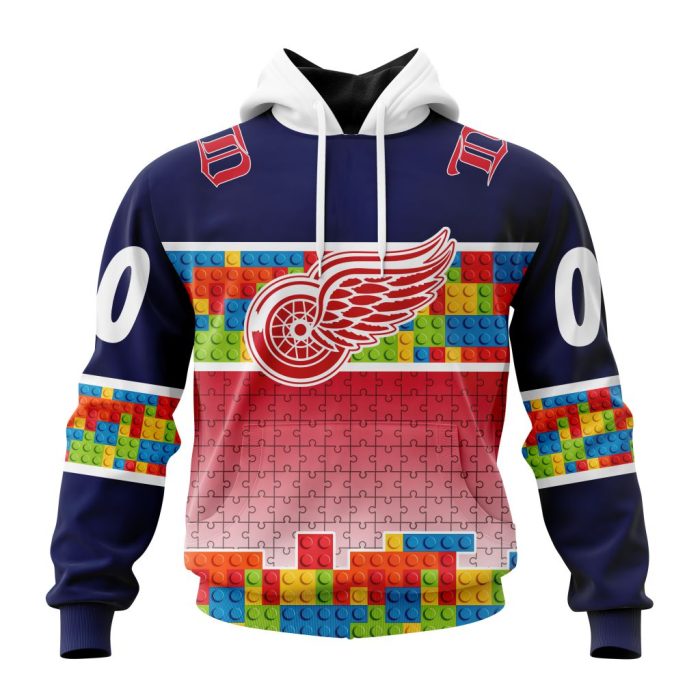 Personalized NHL Detroit Red Wings Autism Awareness Design Unisex Hoodie