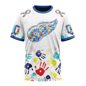 Personalized NHL Detroit Red Wings Autism Awareness Hands Design Unisex Tshirt TS5160