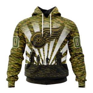 Personalized NHL Detroit Red Wings Military Camo Kits For Veterans Day And Rememberance Day Unisex Pullover Hoodie
