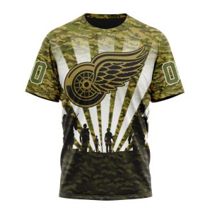Personalized NHL Detroit Red Wings Military Camo Kits For Veterans Day And Rememberance Day Unisex Tshirt TS5166
