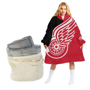 Personalized NHL Detroit Red Wings Minimalist Oodie Blanket Hoodie Wearable Blanket