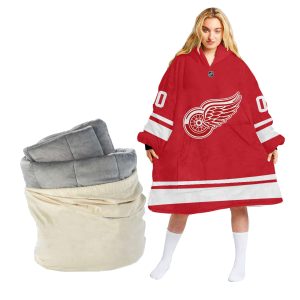 Personalized NHL Detroit Red Wings Retro Classic Oodie Blanket Hoodie Wearable Blanket