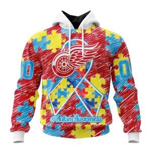 Personalized NHL Detroit Red Wings Special Autism Awareness Month Unisex Pullover Hoodie