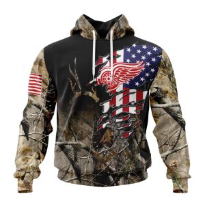 Personalized NHL Detroit Red Wings Special Camo Realtree Hunting Unisex Pullover Hoodie