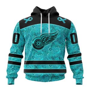 Personalized NHL Detroit Red Wings Special Design Fight Ovarian Cancer Unisex Pullover Hoodie