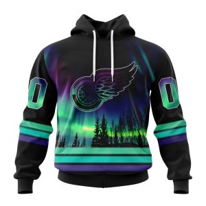 Personalized NHL Detroit Red Wings Special Design With Northern Lights Unisex Pullover Hoodie