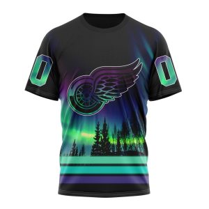 Personalized NHL Detroit Red Wings Special Design With Northern Lights Unisex Tshirt TS5177