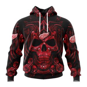 Personalized NHL Detroit Red Wings Special Design With Skull Art Unisex Pullover Hoodie