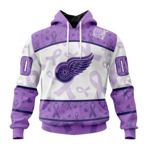 Personalized NHL Detroit Red Wings Special Lavender Hockey Fights Cancer Unisex Pullover Hoodie