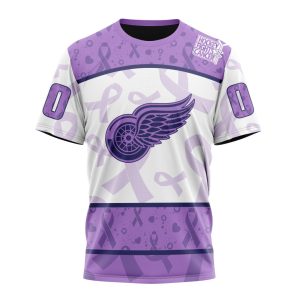 Personalized NHL Detroit Red Wings Special Lavender Hockey Fights Cancer Unisex Tshirt TS5179