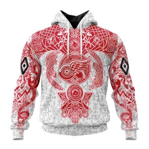 Personalized NHL Detroit Red Wings Special Norse Viking Symbols Unisex Pullover Hoodie