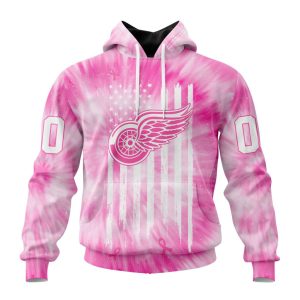 Personalized NHL Detroit Red Wings Special Pink Tie-Dye Unisex Pullover Hoodie