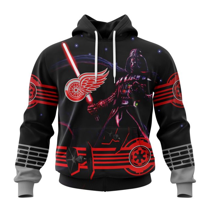 Personalized NHL Detroit Red Wings Specialized Darth Vader Version Jersey Unisex Pullover Hoodie