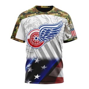 Personalized NHL Detroit Red Wings Specialized Design With Our America Eagle Flag Unisex Tshirt TS5194