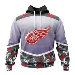 Personalized NHL Detroit Red Wings Specialized Sport Fights Again All Cancer Unisex Pullover Hoodie